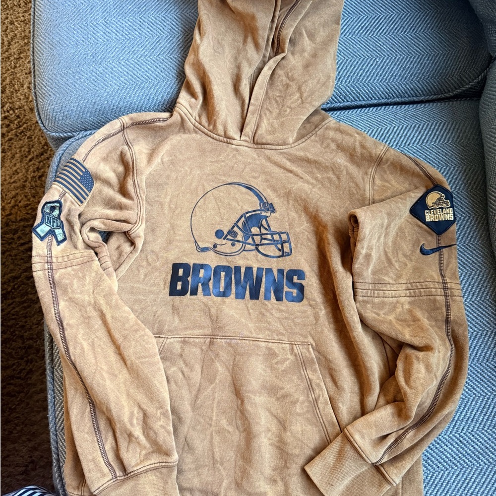 Nike Cleveland Browns 2023 Salute to Service Club Pullover Hoodie youth medium